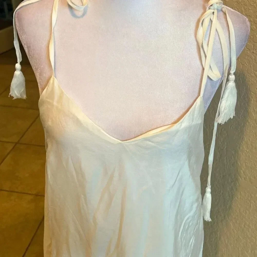 Elan Size XS Tie Strap Lace Swimsuit Cover Up Maxi Dress White Coastal Vacation